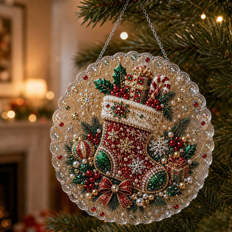 Christmas Stocking Diamond Painting Ornament Kit
