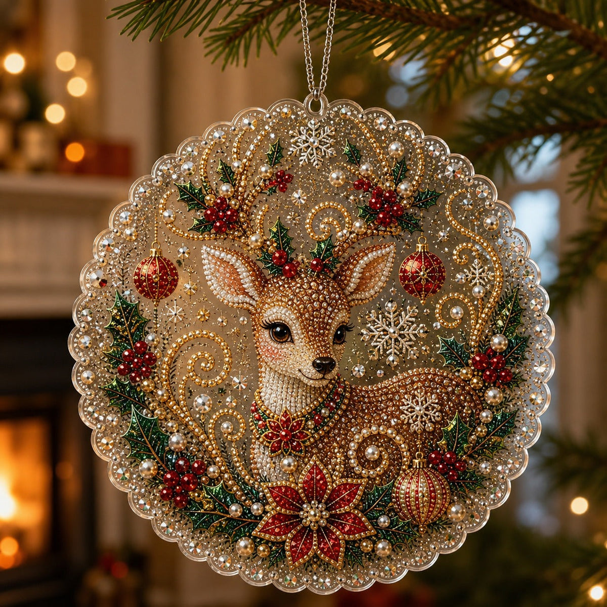 Christmas Reindeer Diamond Painting Ornament Kit