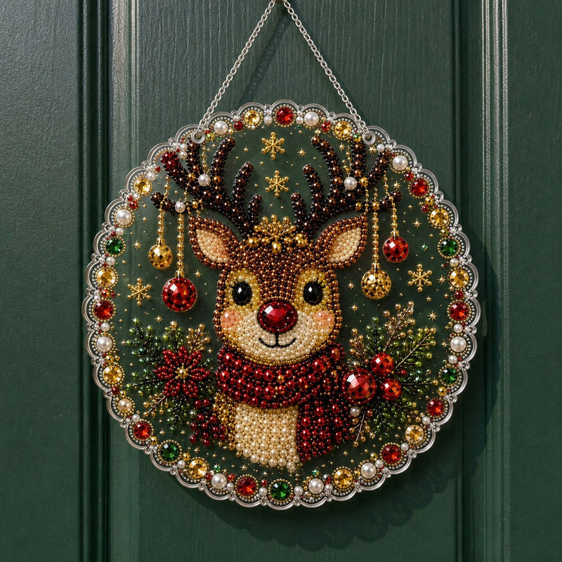 Red Nose Reindeer Diamond Painting Ornament Kit